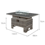 Malta Rattan 6 Seat Rising Firepit Corner Set | Walnut Grey