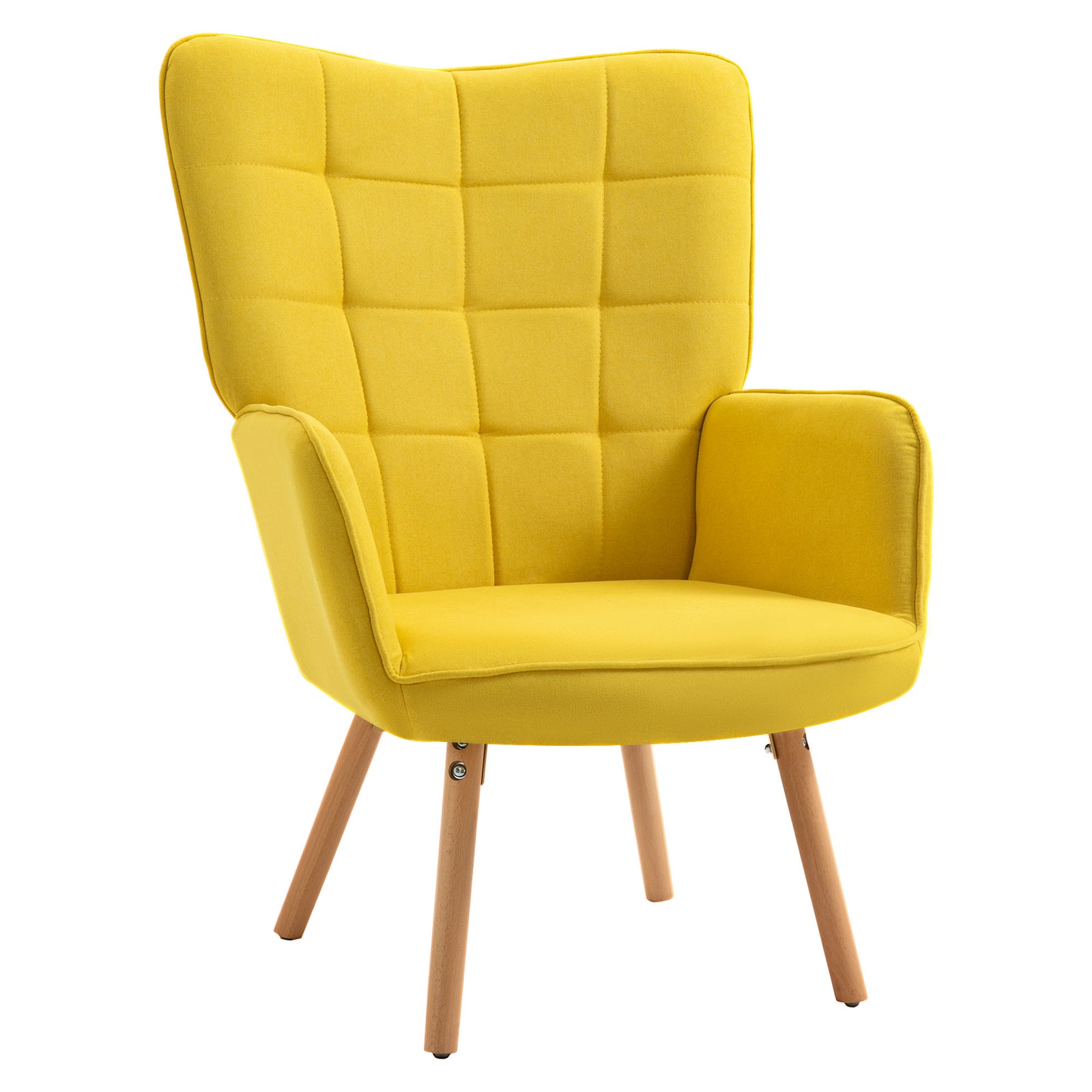 Accent Chair Velvet-touch Tufted Wingback Armchair | One Size | Yellow