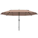 4.4m Double-sided Patio Parasol W/ Led Solar Lights | Khaki