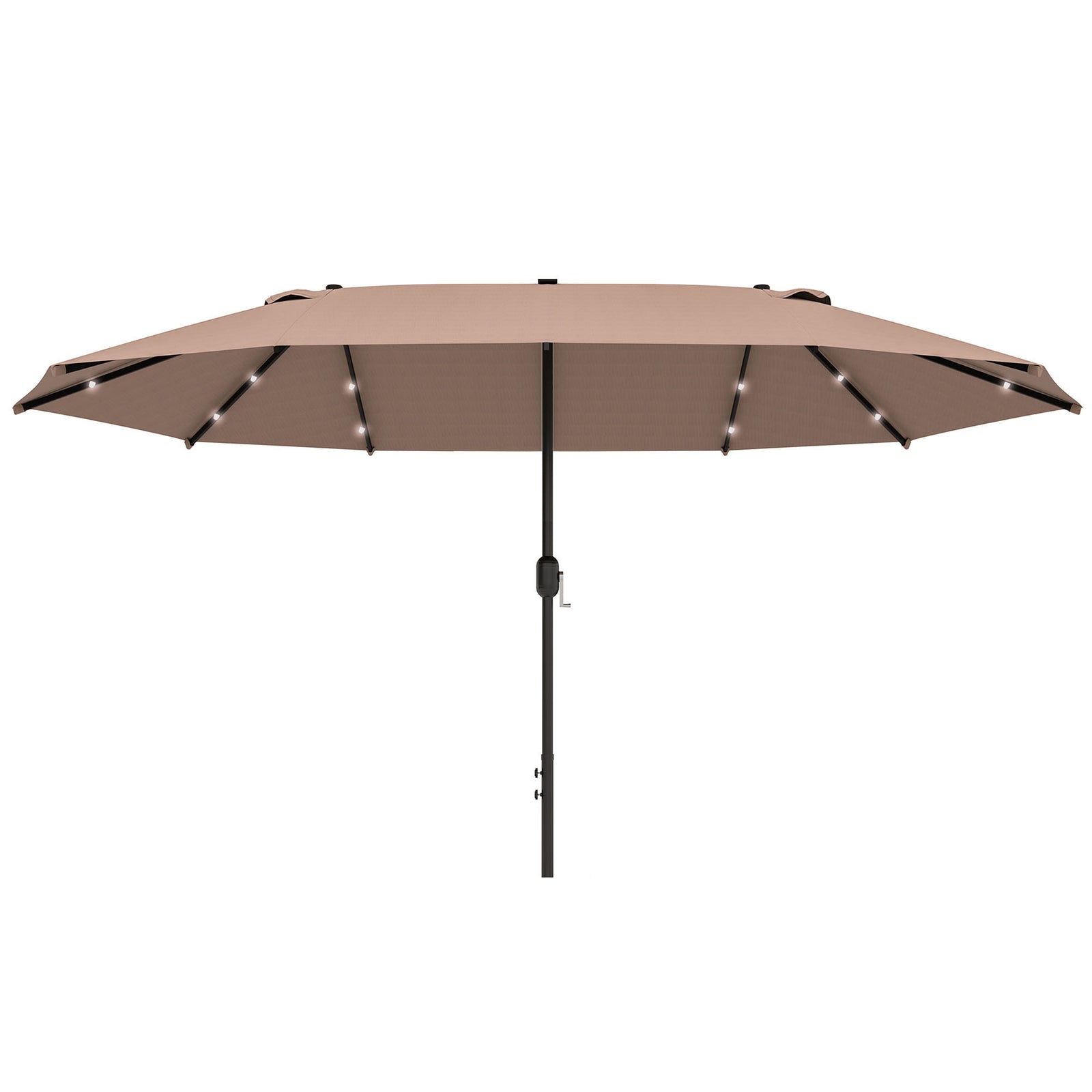 4.4m Double-sided Patio Parasol W/ Led Solar Lights | Khaki