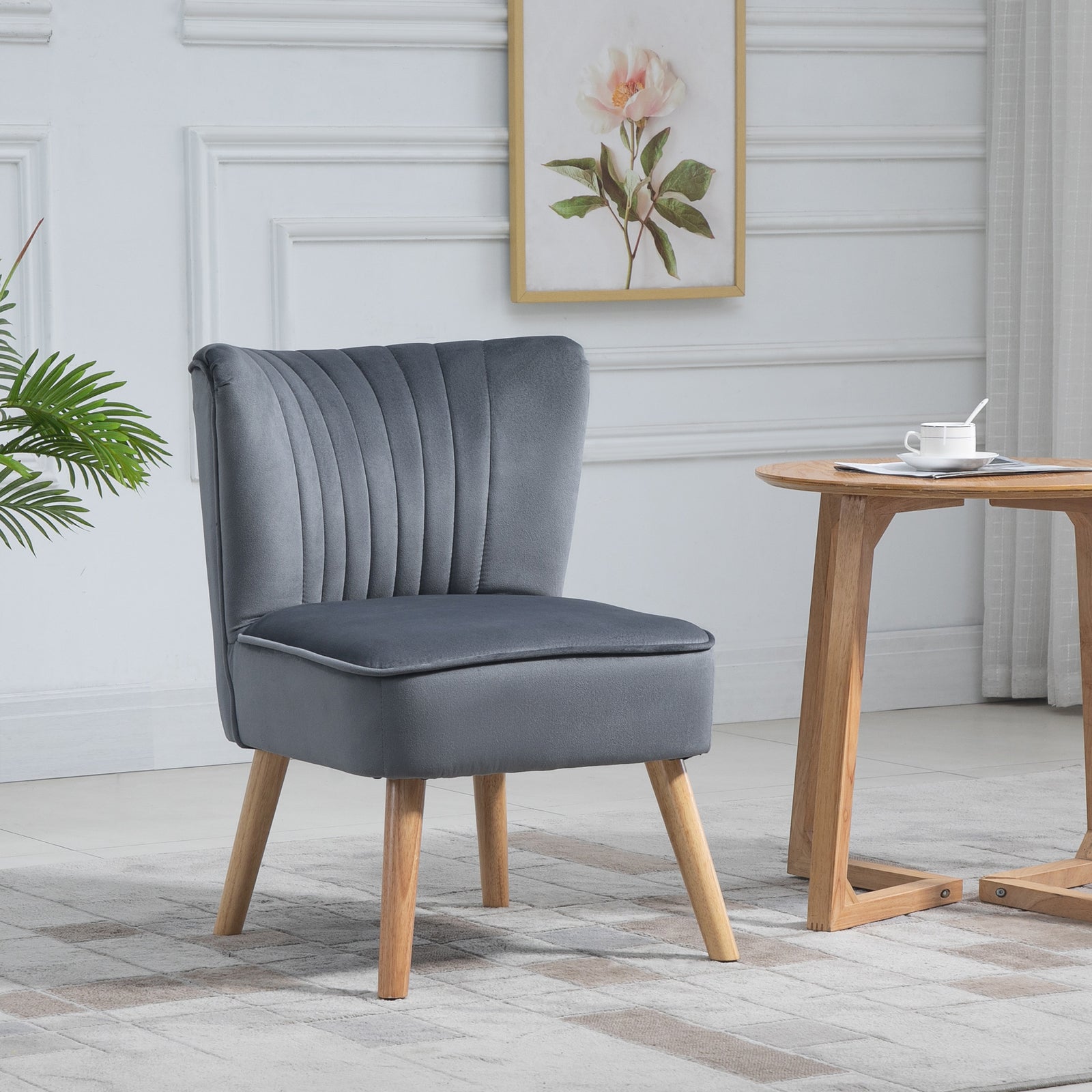 Velvet Accent Chair Occasional Tub Chair Living Room | One Size | Gray