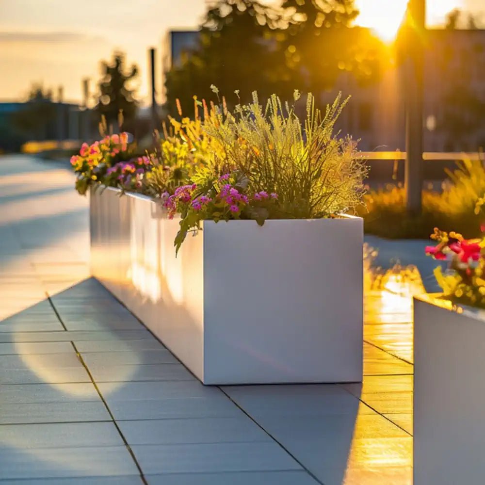 Zinc Galvanised Trough Planter | 120cm x 40cm x 40cm | White