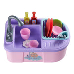 Electric Dishwasher Play Sink Toy Set With Running Water | Pink