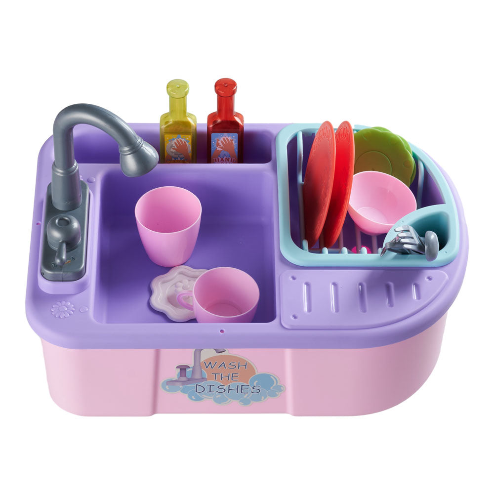 Electric Dishwasher Play Sink Toy Set With Running Water | Pink