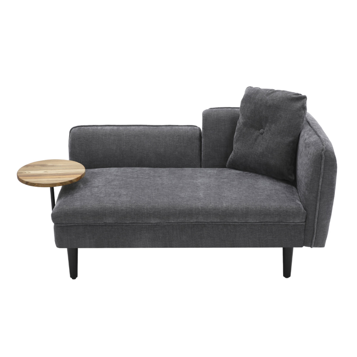Modern Chaise Lounge With Tray Table & Back Cushion