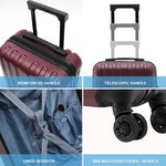 45x36x20cm Lightweight Underseat Cabin Carry On Suitcase - 100+ Airline Approved - Hard Shell Luggage - 4 Wheels | 45 x 36 x 20cm | Burgundy