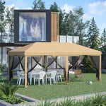 6 X 3m Pop Up Party Tent Canopy With 6 Removable Sidewalls | Beige