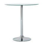 Metal Round Table, Tempered Glass Top, Bistro