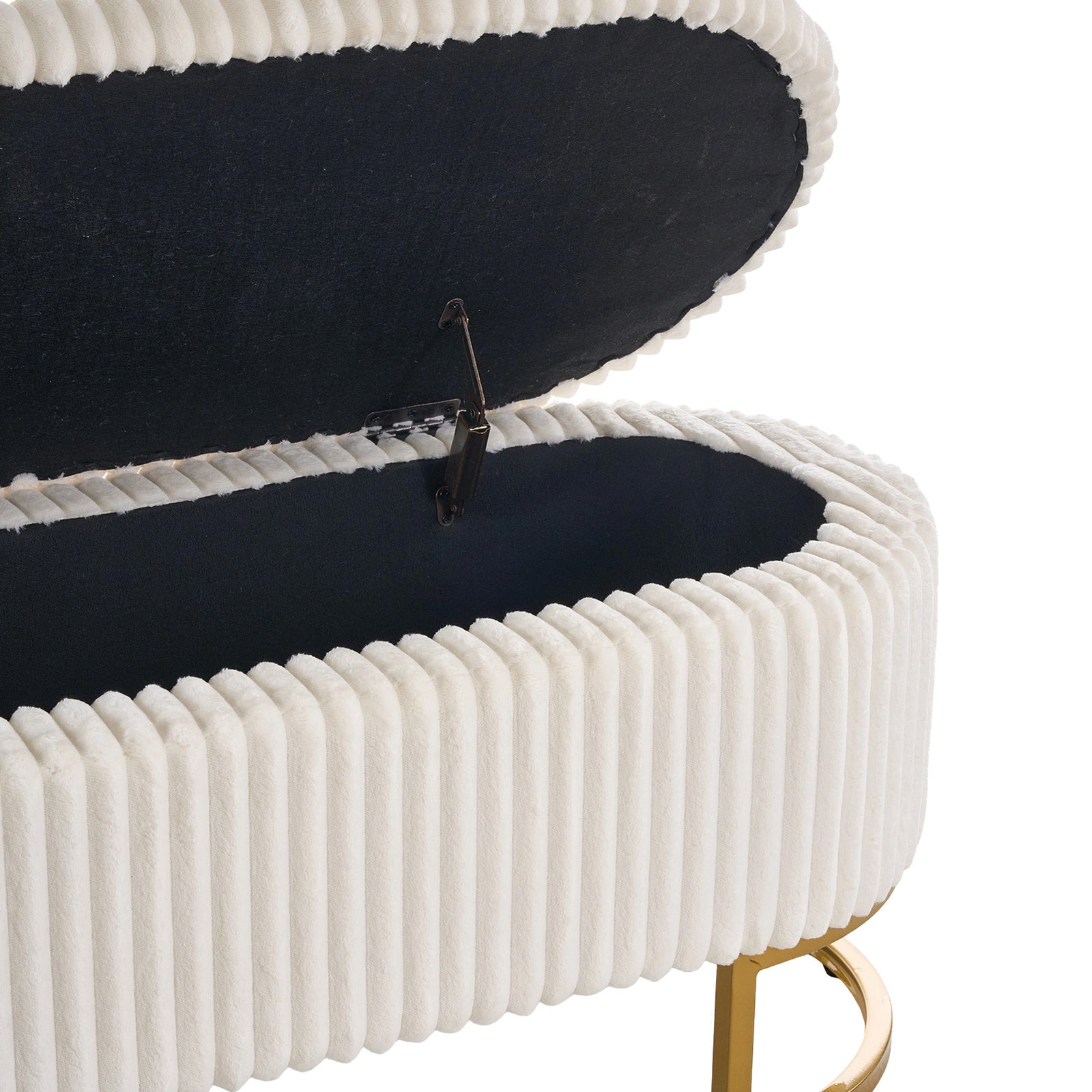 Corduroy Upholstered Storage Bench | White