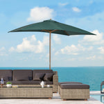 Wooden Garden Parasol Sun Shade Outdoor Umbrella Canopy | Green
