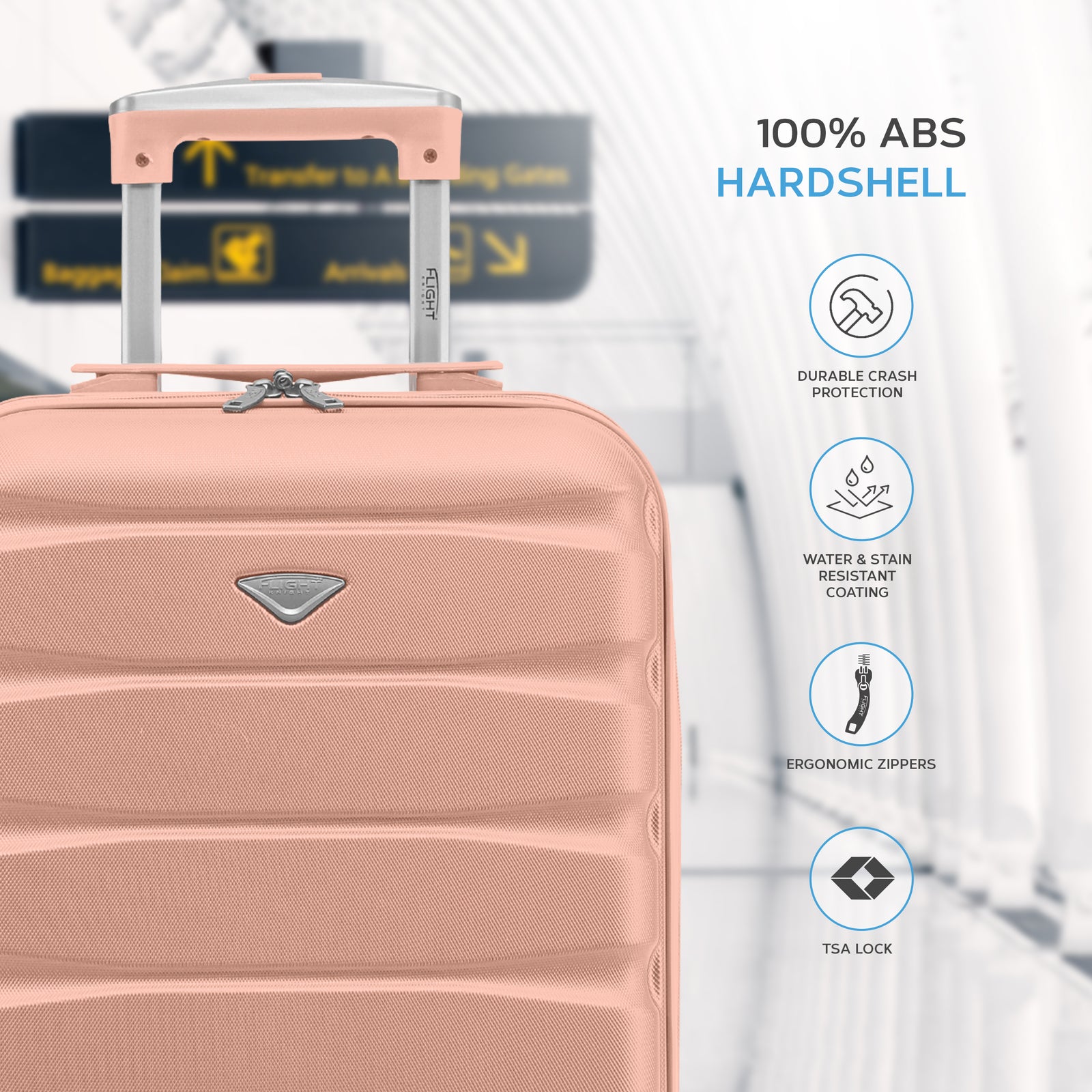 55x35x20cm Lightweight 4 Wheel Cabin Carry On Suitcase Overhead Case Approved For 100+ Airlines With Integrated Tsa Lock | 55 x 35 x 20cm | Rose Gold