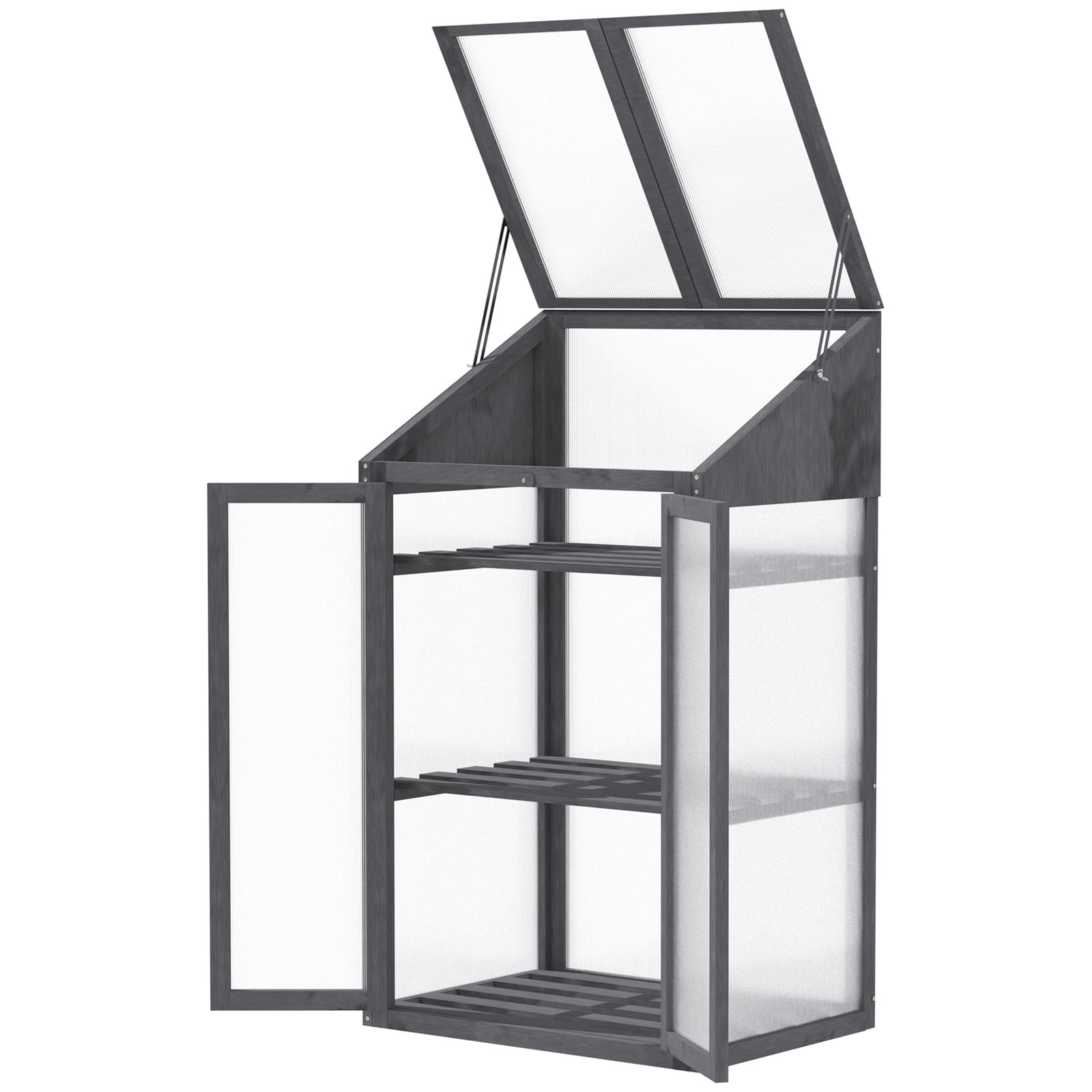 Wooden Greenhouse Cold Frame Semi Transparent | Gray