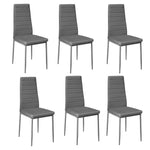 Set Of 6 Modern Faux Leather Armless High Back Dining Chairs | Set of 6 | Grey