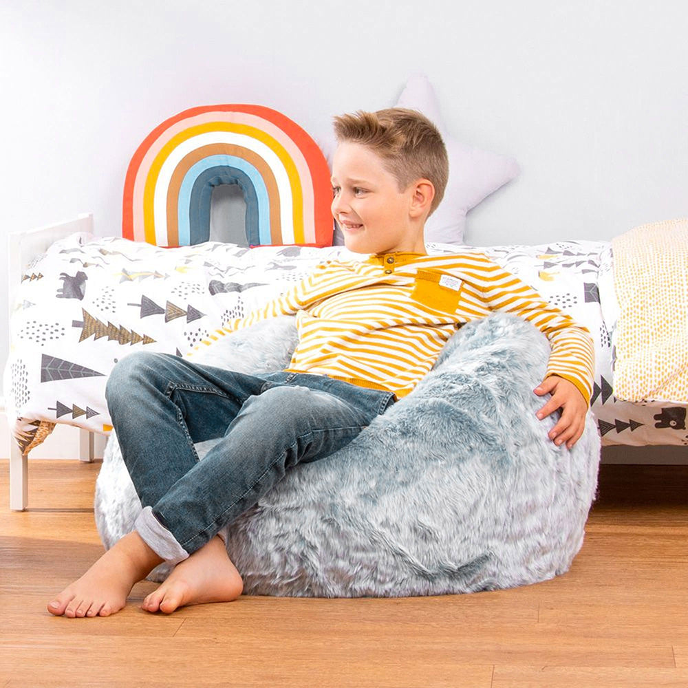 Kids Faux Fur Bean Bag Chair | Blue