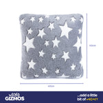 Grey Glow In The Dark Cushion With Star Pattern Soft Plush Bedroom