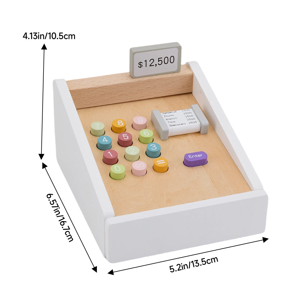 Breeins Wooden Cash Register Pretend Toys Playset