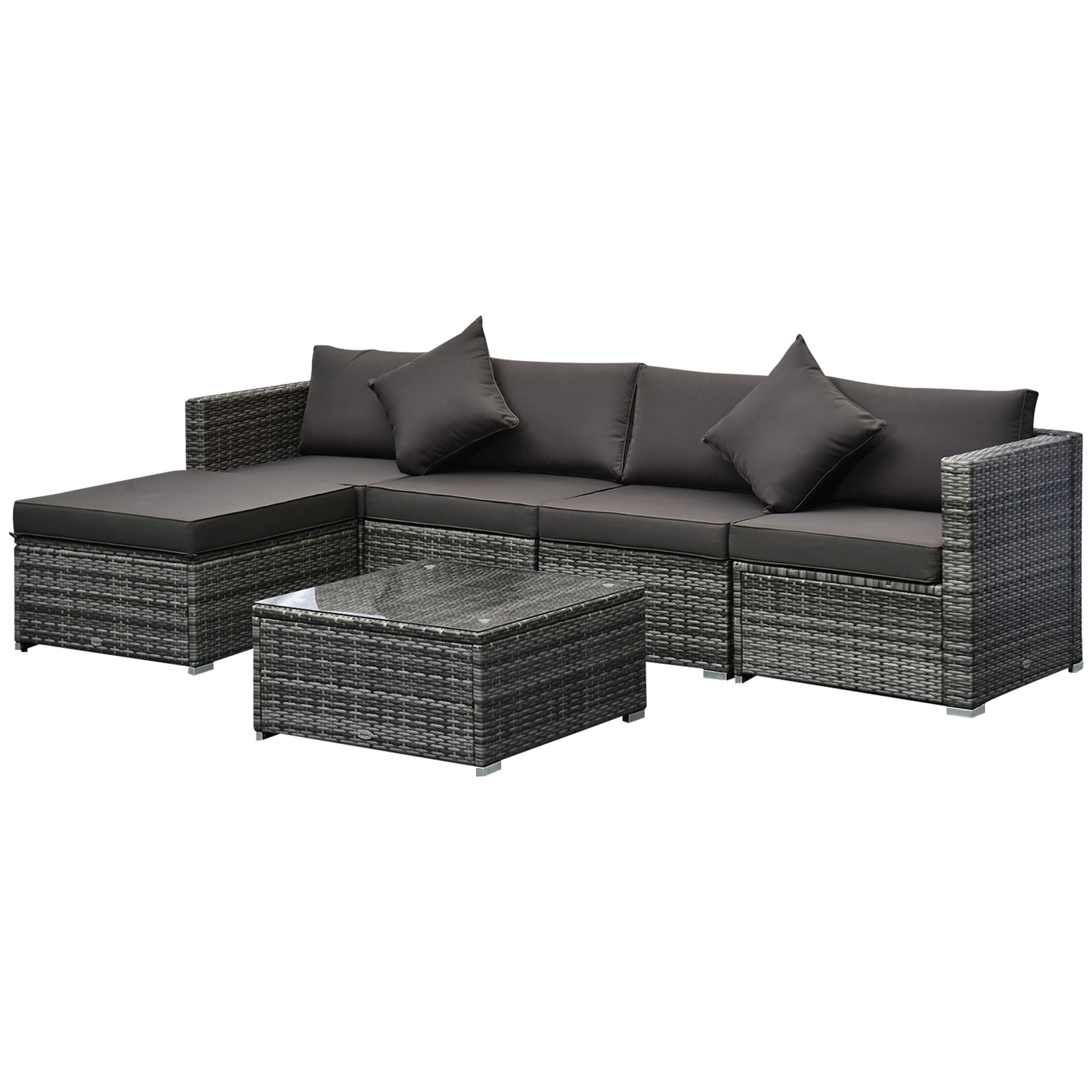 6 Pieces Rattan Furniture Set Garden Sofa Conservatory | Gray
