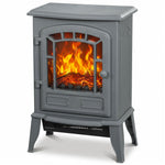 Freestanding Electric Fireplace Stove With Led Flame, 2000w | Grey