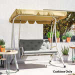 3 Seater Garden Bench Cushion Outdoor Seat Pad With Ties | Light Grey