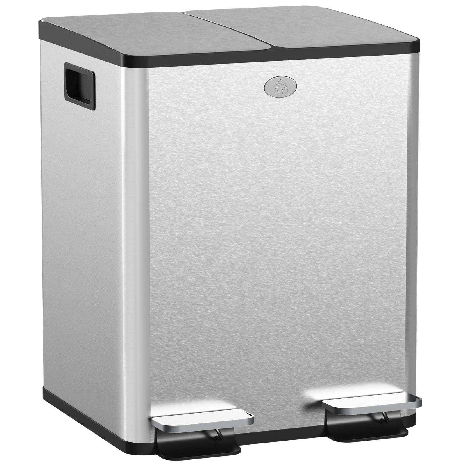 2 X 20l Dual Kitchen Bin Pedal Bin For Recycling And Waste | One Size | Silver