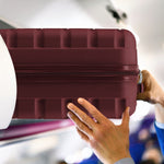 56x45x25cm Large Cabin Carry On Case - Overhead Luggage Suitcase - 4 Spinner Wheels - Abs Shell | 56 x 45 x 25cm | Burgundy