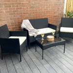 Stylish Amazon 4 Piece Garden Rattan Furniture Set For Indoor And Outdoor | Black