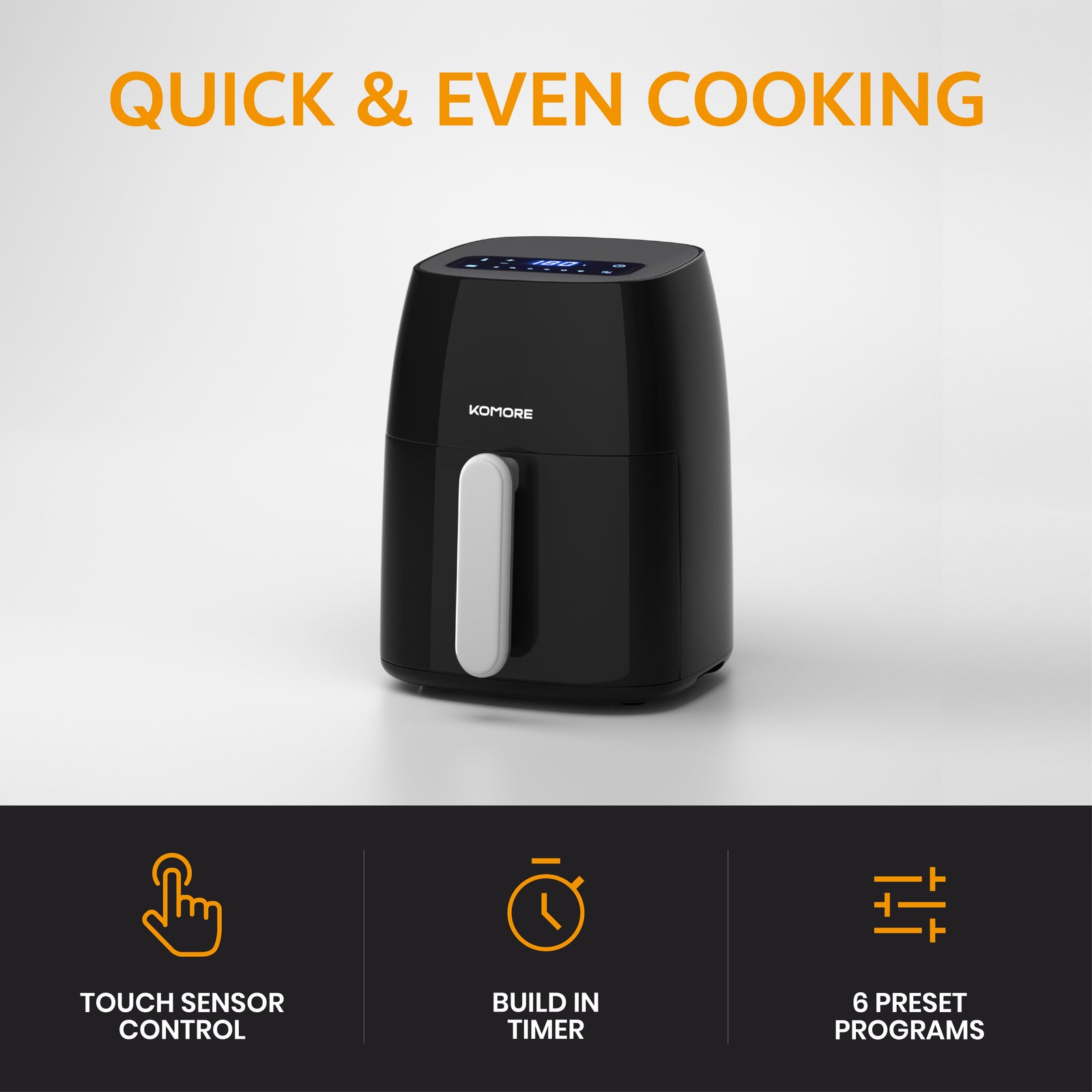 4.2l Air Fryer With Smart Touch Screen 6 Preset Cooking Modes, Non-stick Inner Pot, Overheat Protection