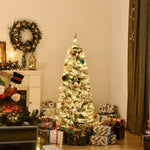 4/5/6ft Prelit Snow Flocked Christmas Tree With Light | 5ft | Green