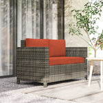 Rattan Wicker 2-seat Sofa Loveseat Padded Garden Furniture | Orange