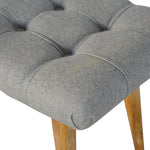Solid Wood Curved Grey Tweed Bench