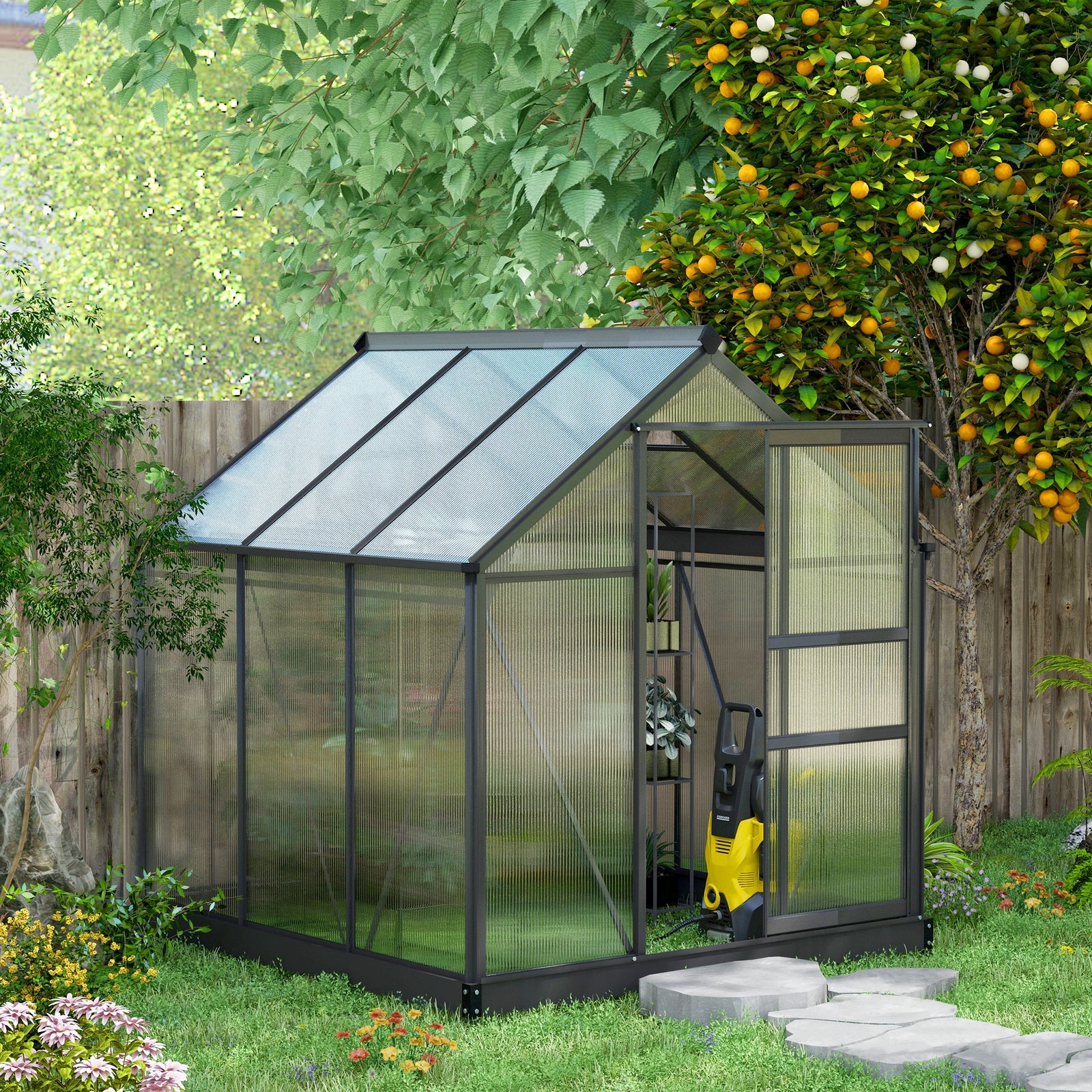 Polycarbonate Walk-in Greenhouse 6x6ft | Gray