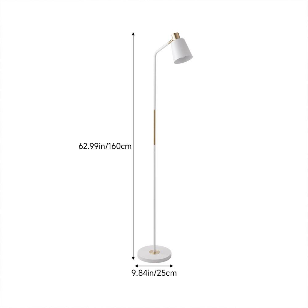 Modern Minimalist Floor Lamp With Adjustable Shade, Gold Accents，sleek Iron Design For Study | White