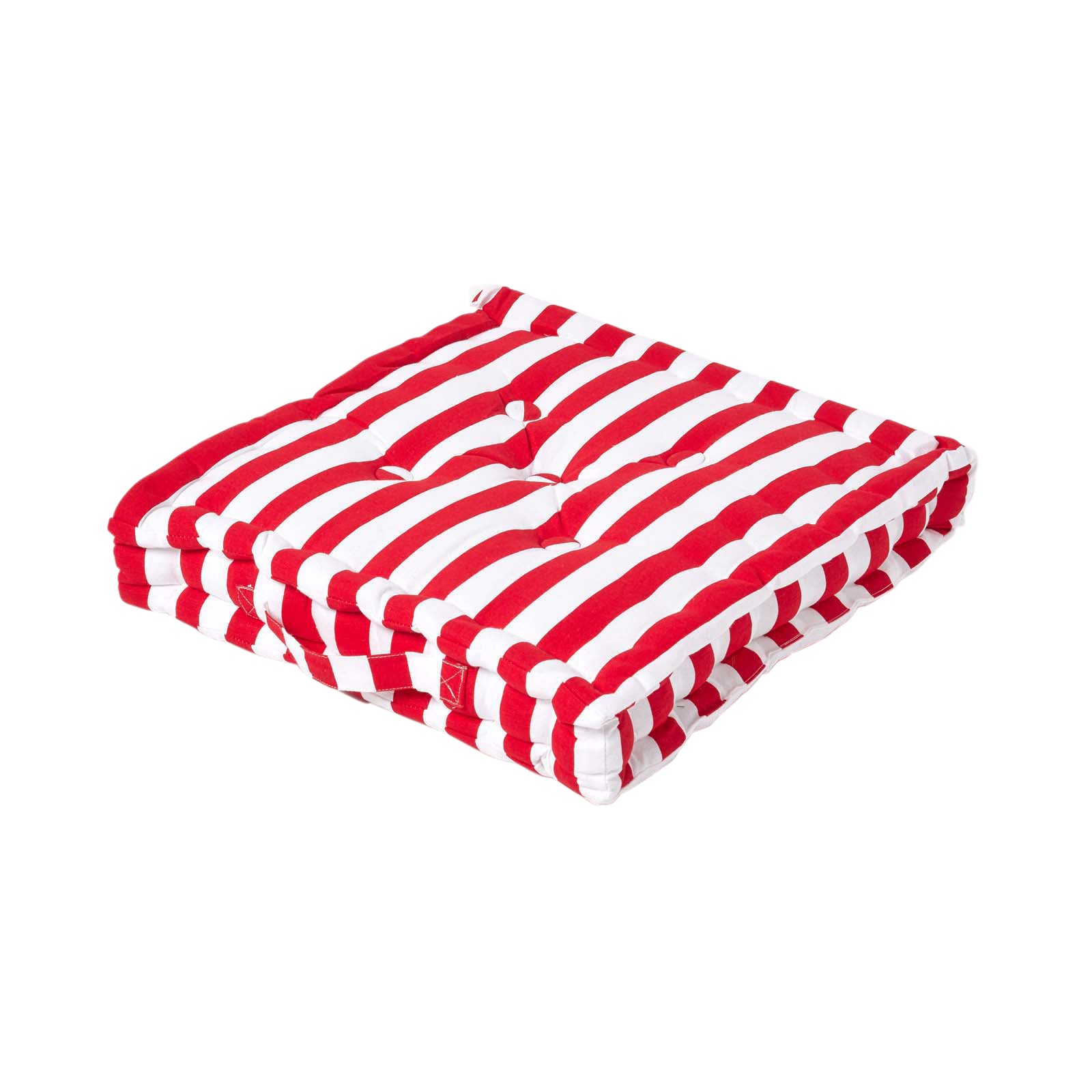 Cotton Thick Striped Floor Cushion | 50cm x 50cm | Red