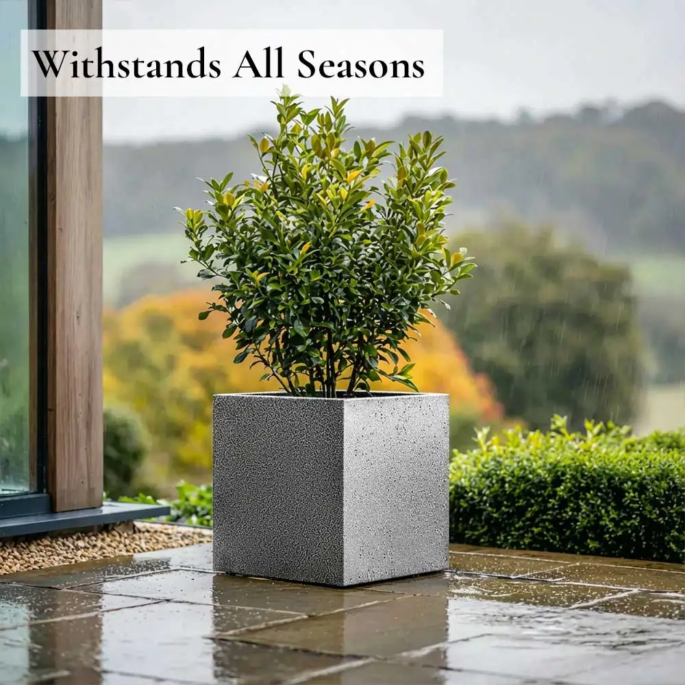 Zinc Galvanised Square Planter | 50cm x 50cm x 50cm | Silver Black