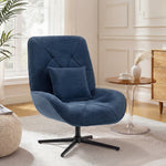 Swivel Accent Chair, Chenille Armchair With Lumbar Pillow | Dark Blue