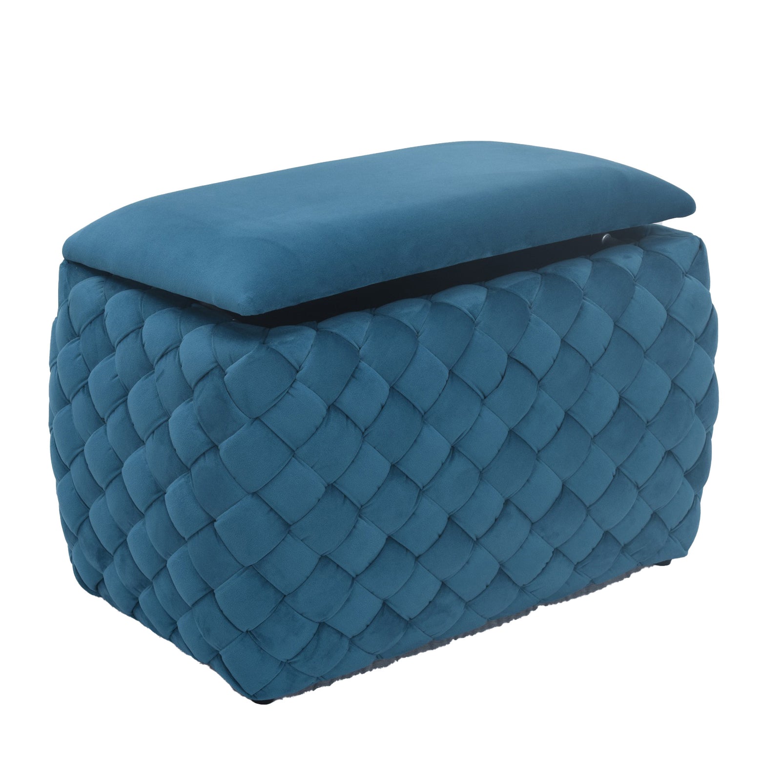 Plumeo Velvet Storage Ottoman | Teal