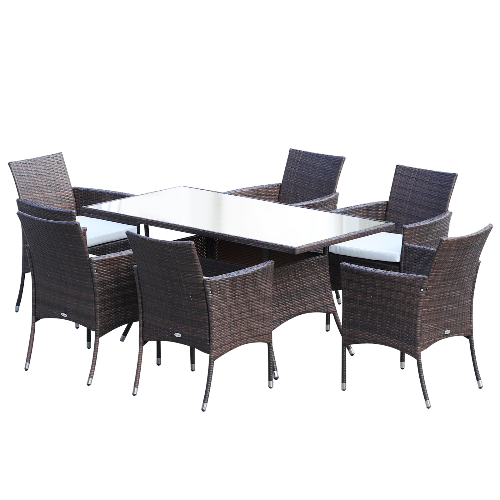 7pc Rattan Garden Furniture Dining Set Wicker Conservatory | Brown