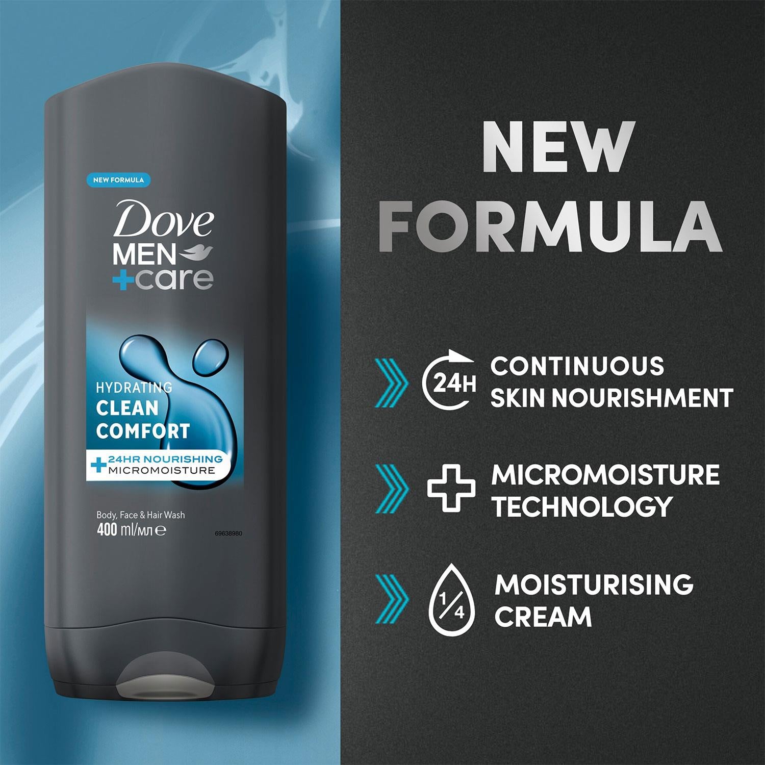 Men+care Hydrating Clean Comfort 3-in-1 Hair, Body And Face Wash, 3 Pack