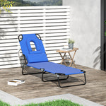 Garden Sun Lounger Folding Recliner Chair | Set of 1 | Blue