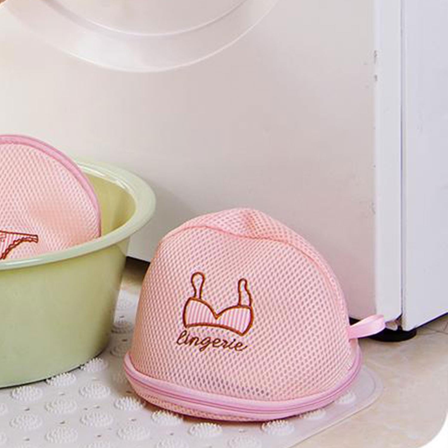 Zippered Mesh Laundry Clothes Bra Washing Bag, Pink