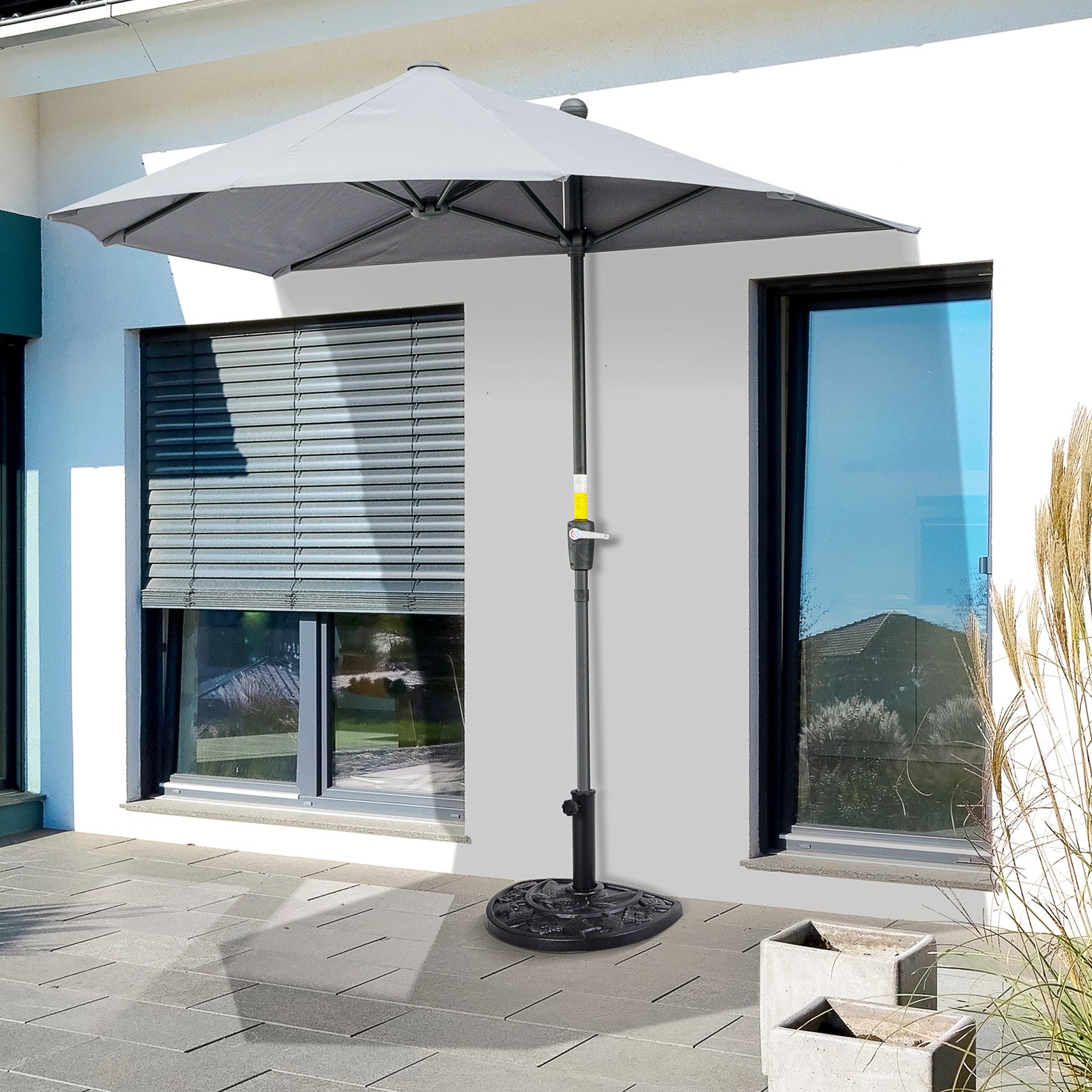 9kg Half Round Parasol Umbrella Base Resin Outdoor Garden