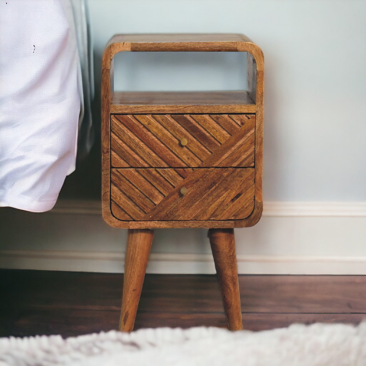 Solid Wood Mini Lille Curved Bedside