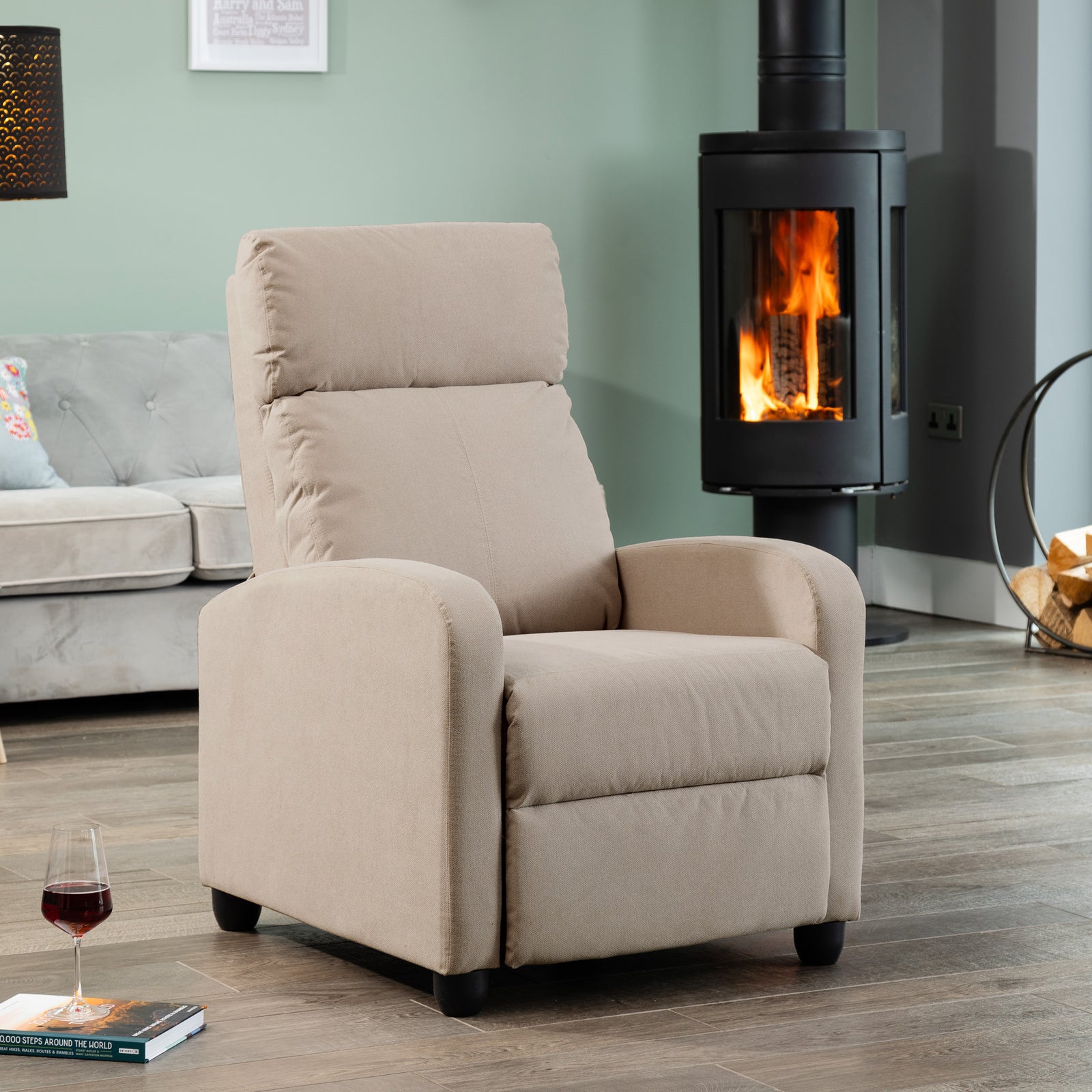 Medina Manual Push Back Recliner Armchair | Cappuccino