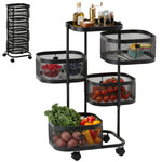 HOMCOM Metal Storage Cart With Top Tray And 4 Mesh Baskets, Black