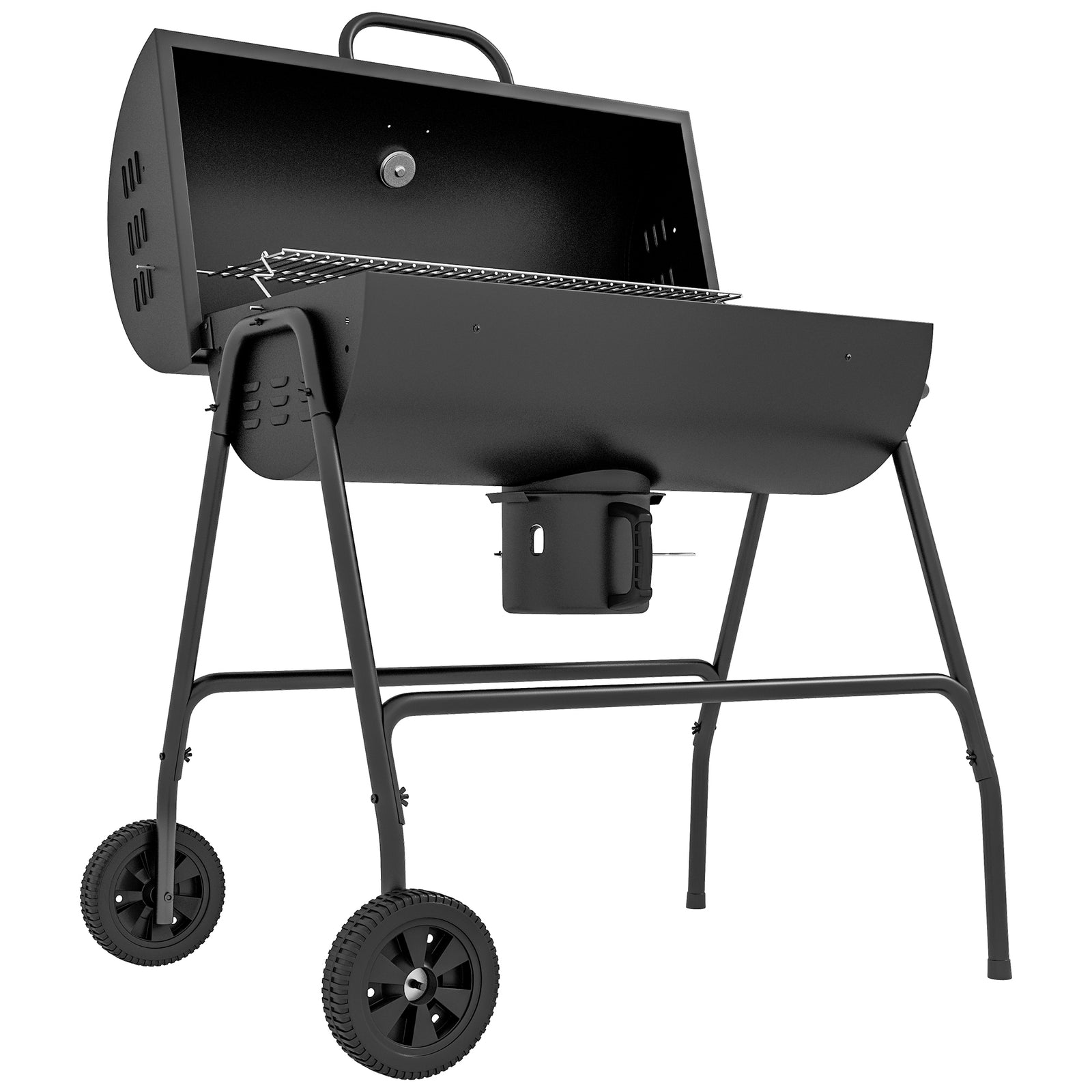 Charcoal Bbq, Adjustable Height, Trolley, Red | Black