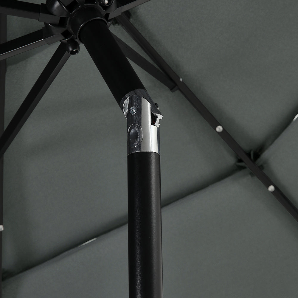 3m 3-tier Solar Led Patio Umbrella With 32 Led Lights, Crank Lift & Push-button Tilt Without Base