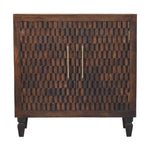 Solid Wood Vesta Textured Cabinet, 2 Doors And 2 Shelves, Dark Brown