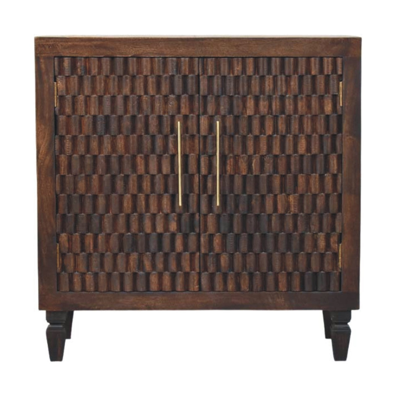 Solid Wood Vesta Textured Cabinet, 2 Doors And 2 Shelves, Dark Brown