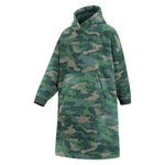 Childrens/kids Borg Lined Camo Hoodie Blanket | One Size | Olive