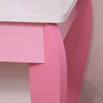 Kids Dressing Table, Girls Vanity Set With Mirror And Stool, Unicorn